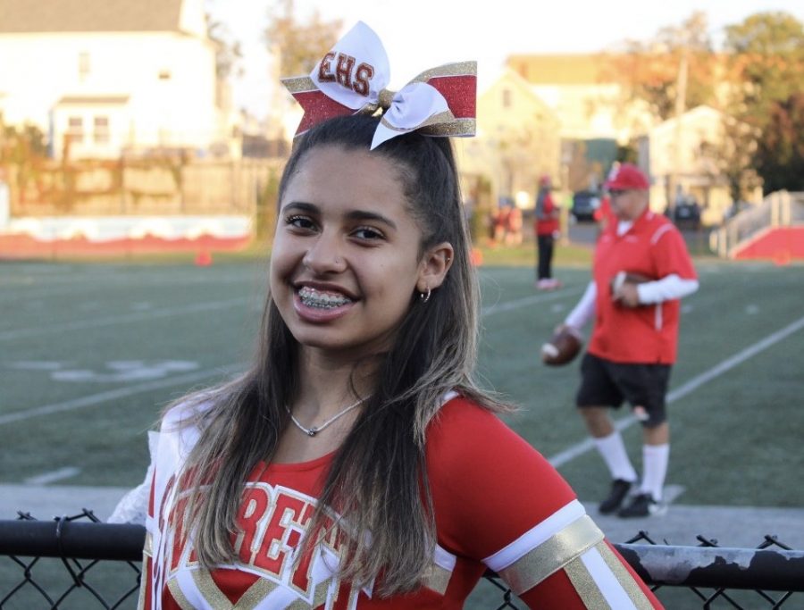 Senior cheerleader Ashley Cordeiros smile captures the joy felt by all. 