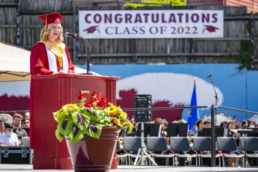 Senior Emma Santos delivers a great speech about the life lessons she's learned from family cooking tips.  