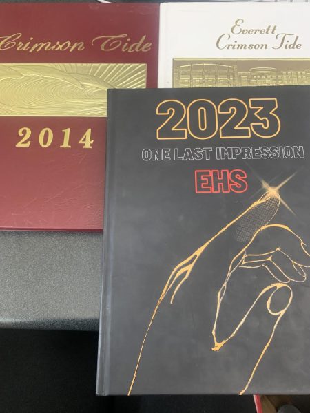A glimpse at yearbook covers of the past.  What will this years look like? Its still a mystery...