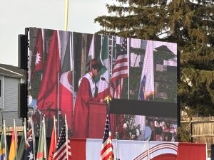 Valedictorian Randy Cruz addresses fellow graduates at Everett High School's 2025 Commencement Ceremonies on Wednesday June 4.
