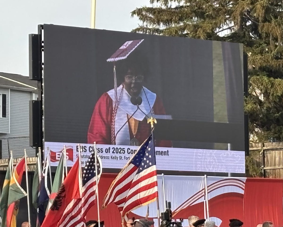 Salutatorian Kelly St. Fort addresses fellow graduates at Everett High School's 2025 Commencement Ceremonies on Wednesday June 4.
