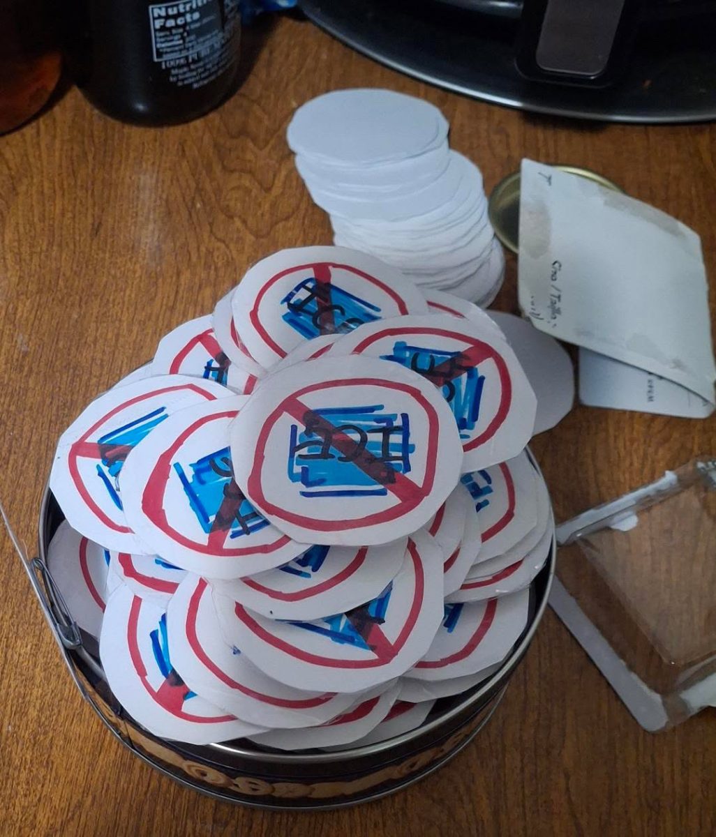 Kaplan made 100 of these pins and distributed them to students and staff for free as her way of protesting ICE.