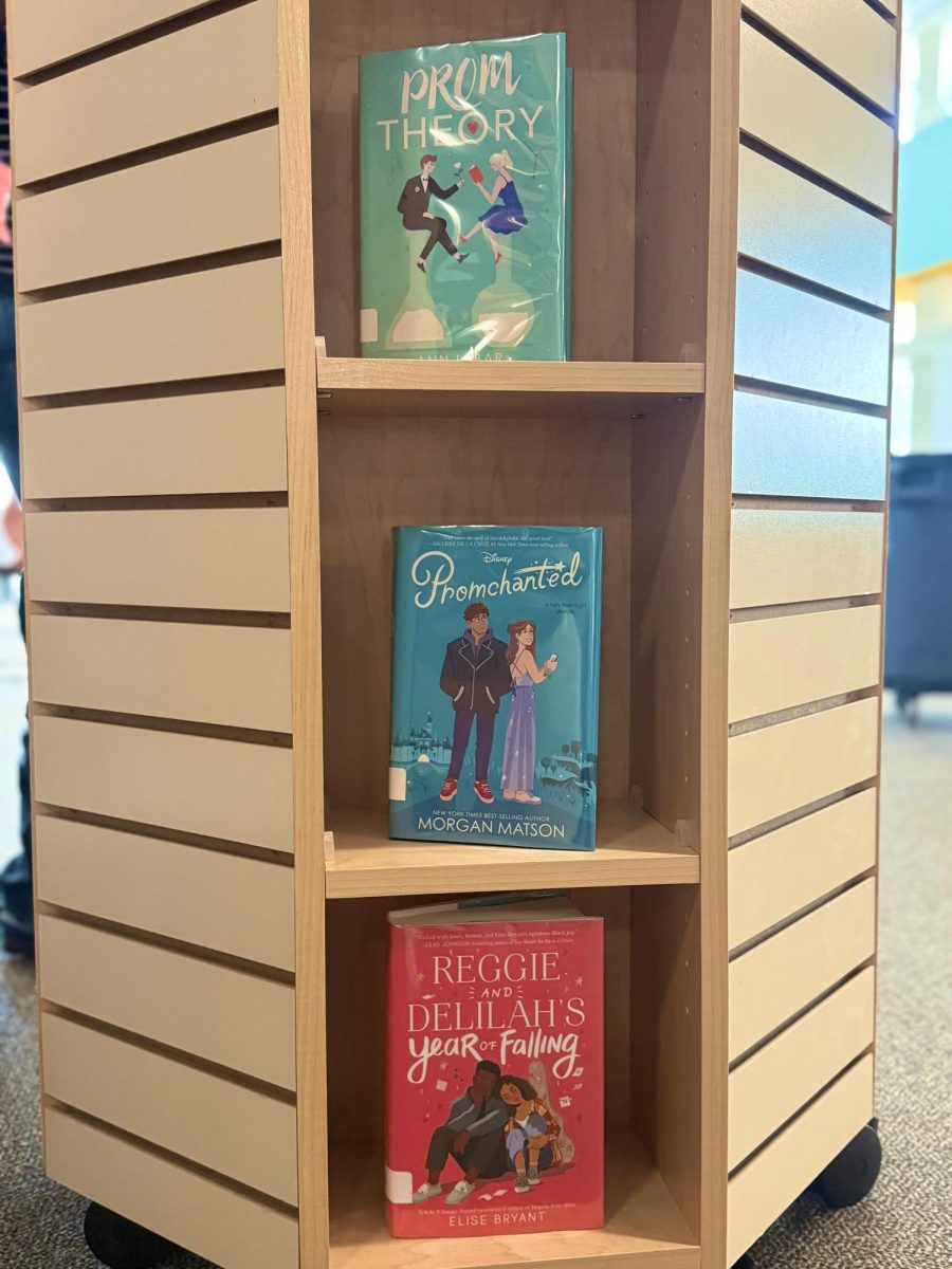 Romance books on display at the library