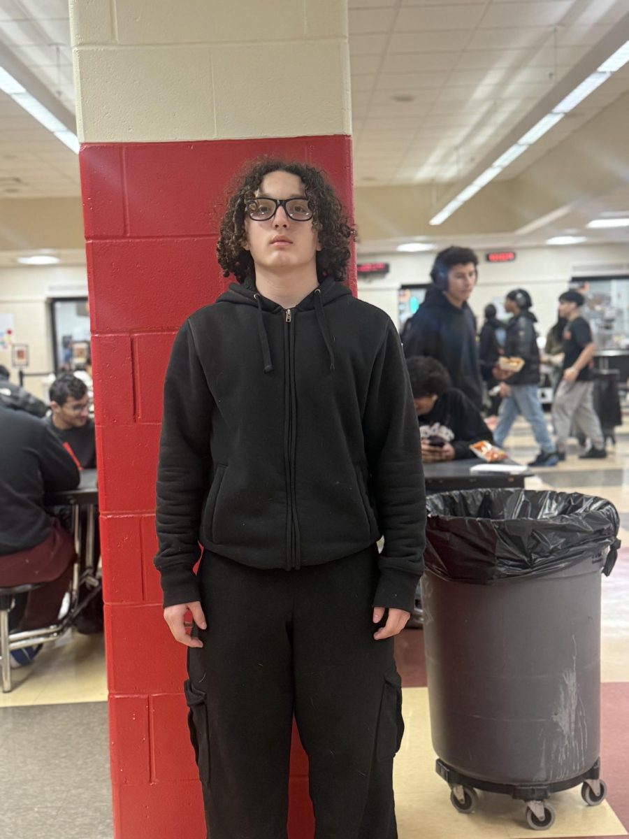 Freshman Jeremiah Leon expressing great emotion in his all-black Burlington fit 