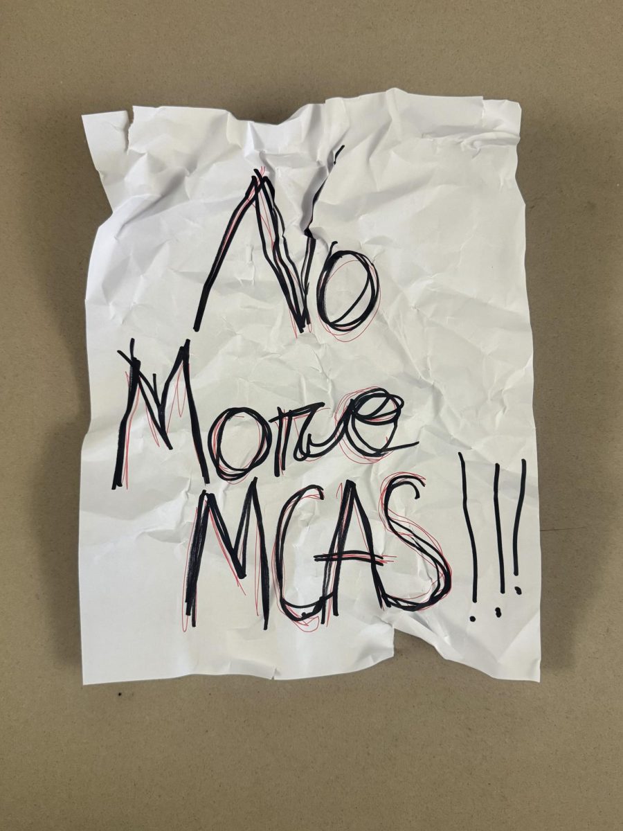 One example of a homemade protest sign used by sophomores at EHS recently.  Dozens of these and similar signs were found all around the building.  Students were deducted points for poor use of punctuation and capitalization on many of the signs. 