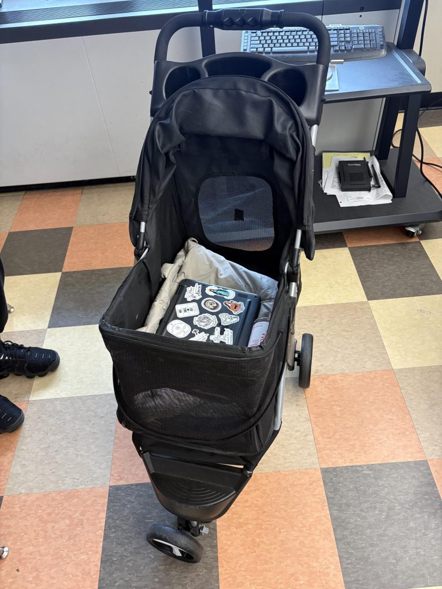 Sophomore Maria-Isabel Rangel brought a stroller for spirit week.