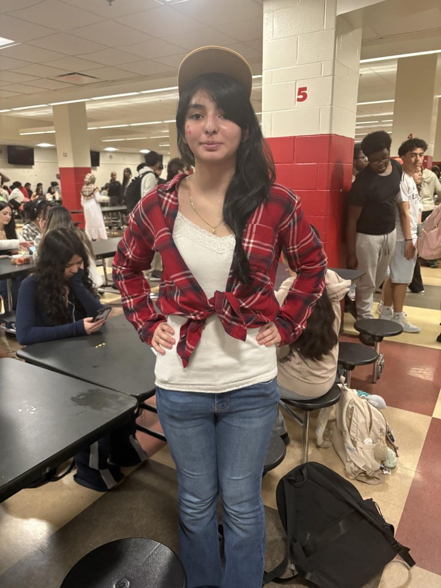 Sophomore Salara Da Silva poses in her country themed outfit.