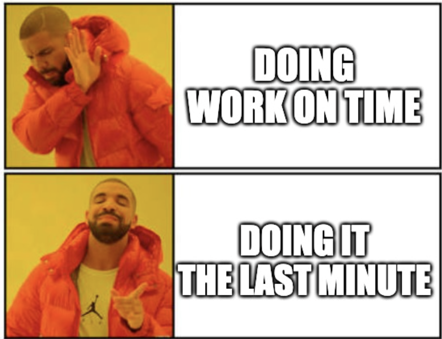 students having a habit of doing things last minute.