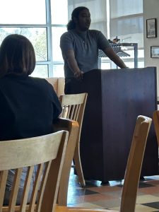 Sophomore Gustavo Henrique De Souza reads his original poem.
