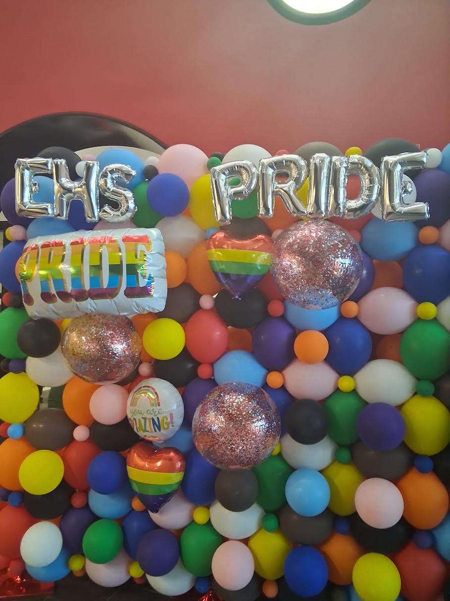A beautiful, large balloon display celebrating Pride Month greets students, staff and visitors right inside the main front entry.