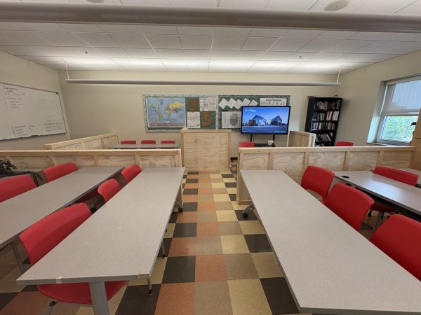 The beginning of the construction of a courthouse in the law classroom (4570).