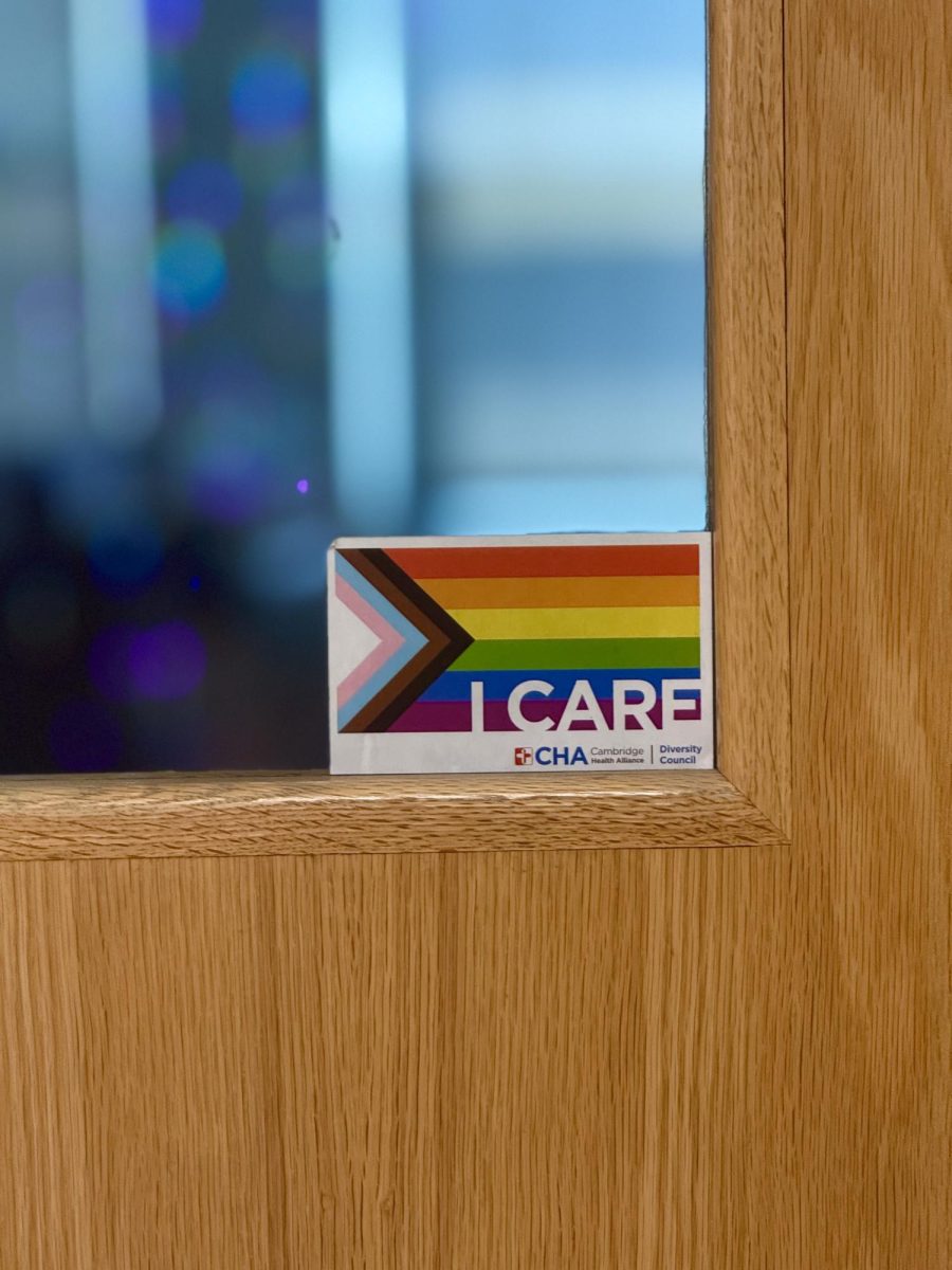 “I CARE” sticker on the fifth floor, courtesy of the Diversity Council of the CHA