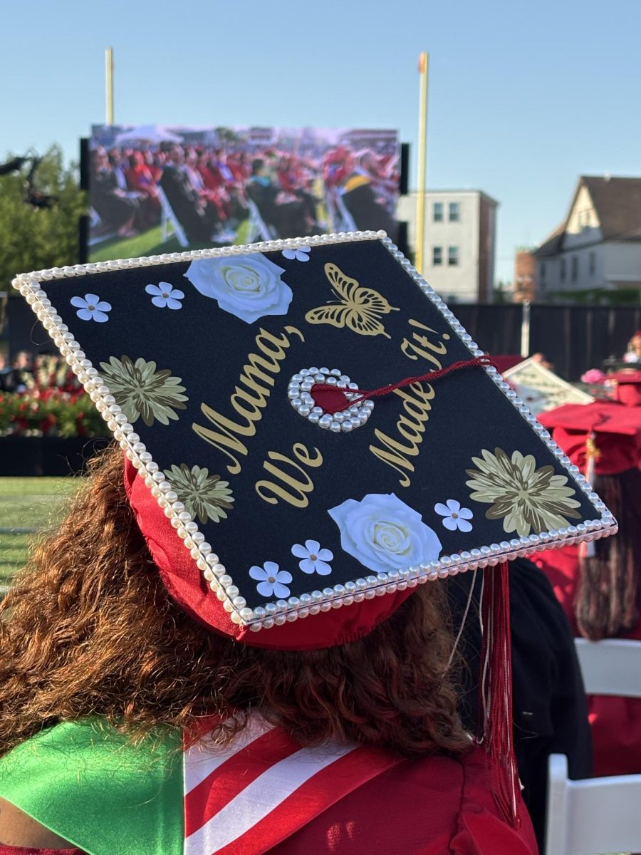 Decorated graduation caps featuring inspirational quotes adorned the head of many a member of the Class of 26. 